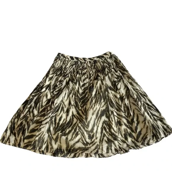 NWT Talbots Tiger Animal Print Cotton Fit & Flare Midi Skirt Women's Size 0P - Picture 2 of 9